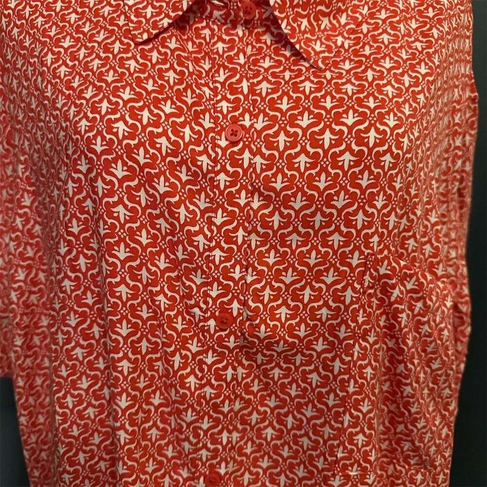Croft & Barrow Women's Plus 5X Red Geometric Print Blouse Casual